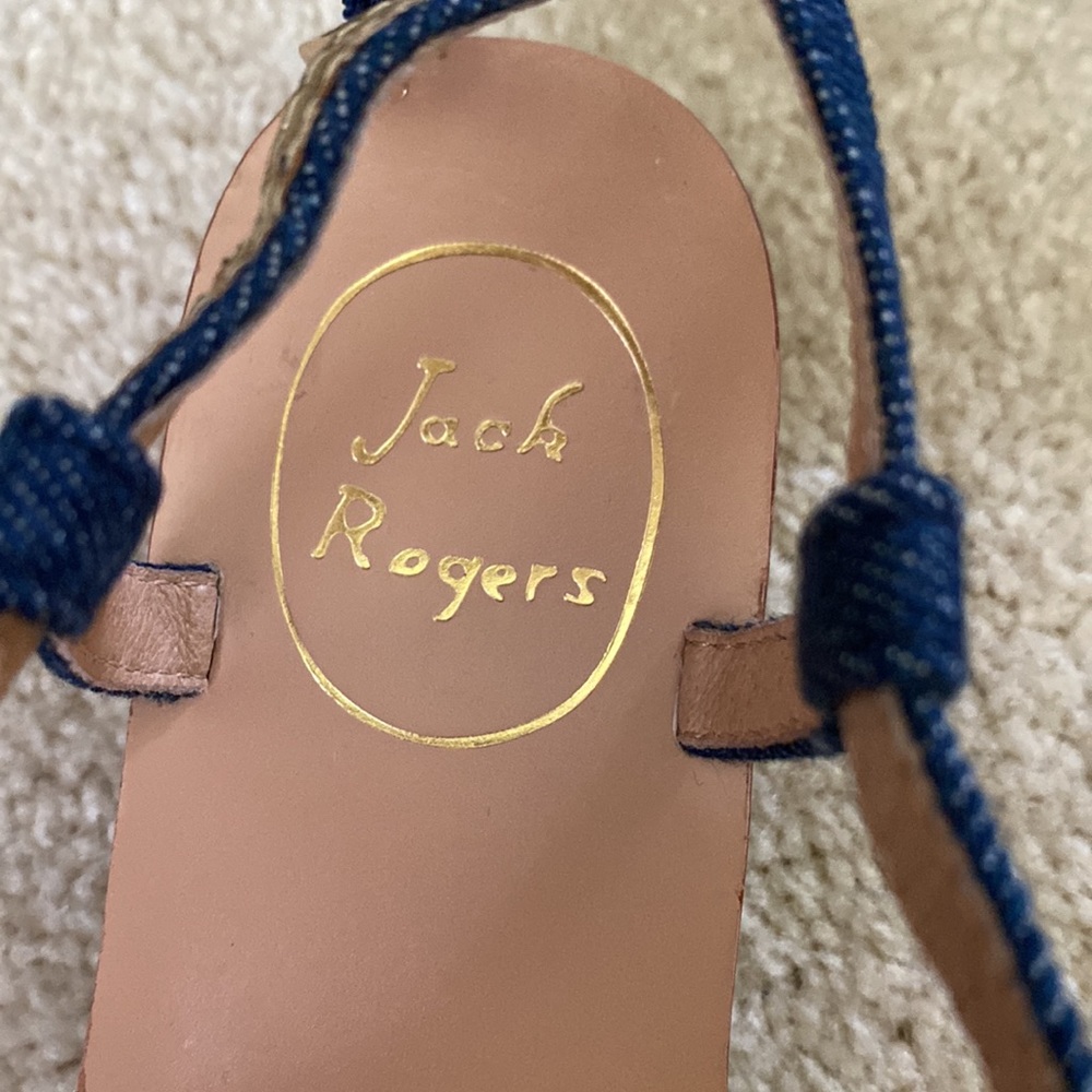 Jack Rogers denim and gold low heeled sandal, 6 - Picture 2 of 10